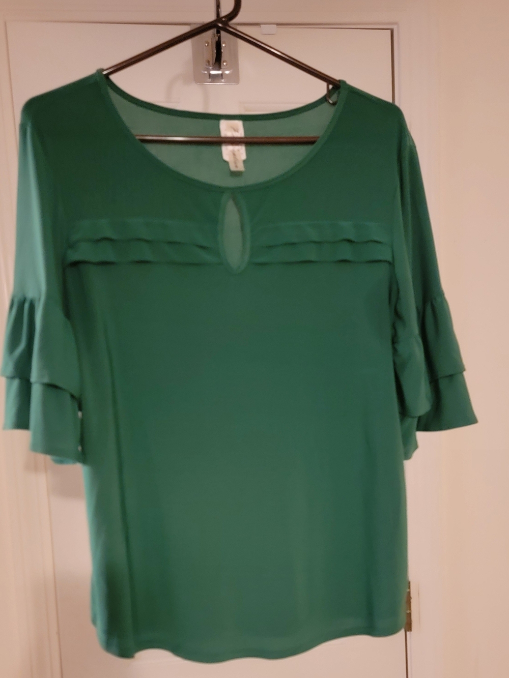 Green Ruffled Sleeve Women's Top - Per Seption